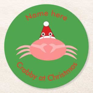 Rond Crabe de Noël Dessous de verre de papier personnal