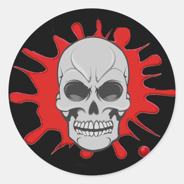 Rond Crâne en colère et splat de sang : Sticker personn (Devant)