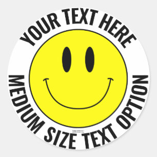 Rond Créez votre propre Smilie Round Sticker (texte mo