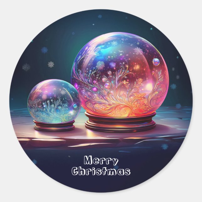 Rond Crystal Snowballs Christmas Holiday Sticker (Devant)