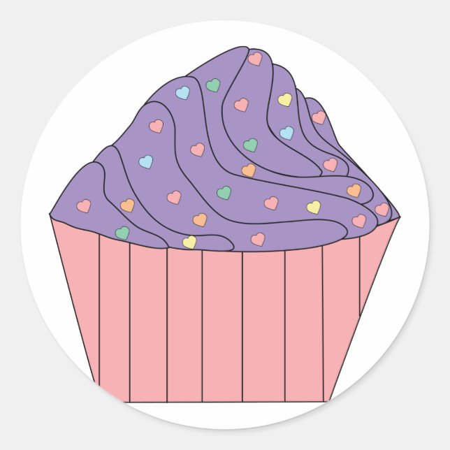 Rond Cupcake avec Sprinkers Coeur Sticker (Devant)