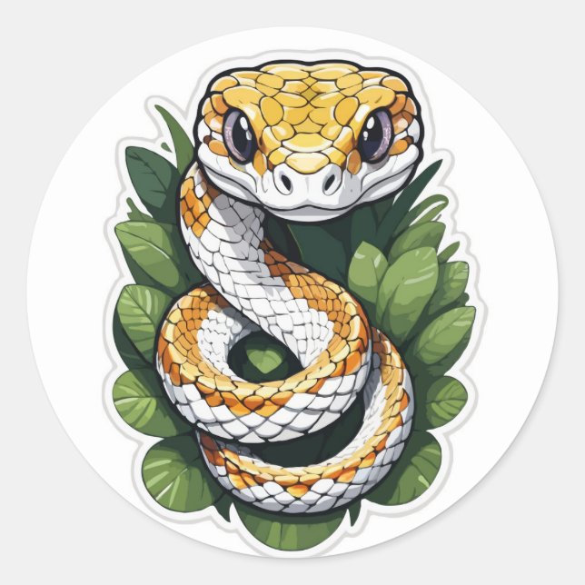 Rond Curieux Sticker Python - Une surprise Slithering (Devant)