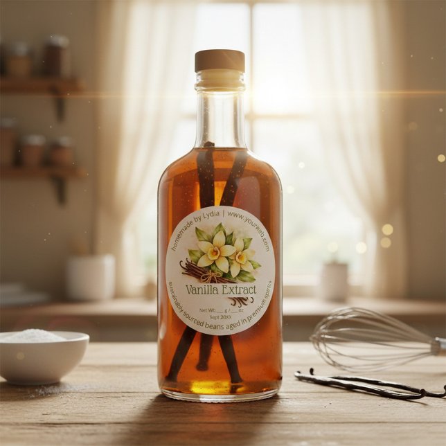 Rond Custom Homemade Vanilla Extract Round Sticker (Créateur téléchargé)