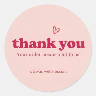 Rond Custom Pink Thank You Business Sticker