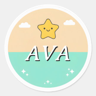 Rond Customizable Kids Name Sticker – Smiling Star