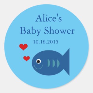 Rond Cute Blue Fish Baby Boy Douche Sticker