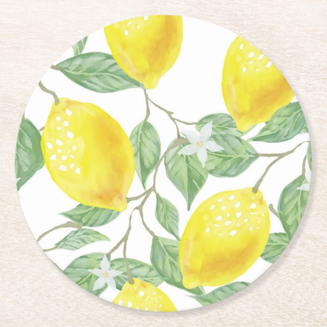 Rond Cute citron et Dessous de verre en papier Feuille (Devant)