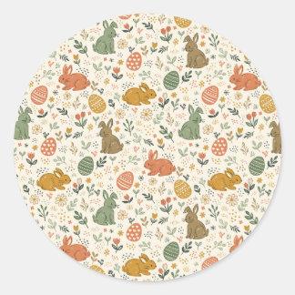 Rond Cute Hand Drawn Spring Bunnies Sticker