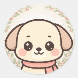 Rond Cute Kawaii Puppy Face Sticker