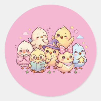 Rond Cute Pastel Baby Chicks Sticker Sheet