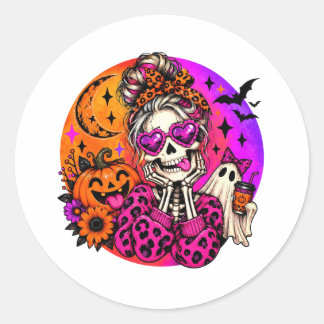 Rond Cute Skeleton Halloween Sticker