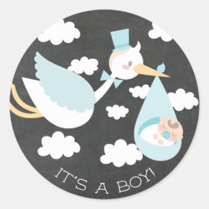 Rond Cute Stork C'est un GARÇON Favoriser Sticker