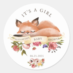 Rond Cute Woodland Animaux Floral C'est un Sticker pour
