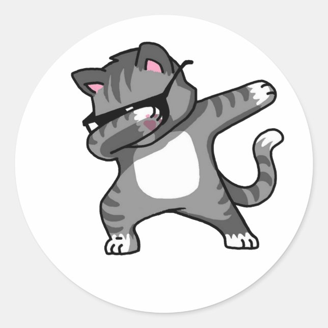 Rond Dabbing Cat sticker Funny Cat Dab Dance Kitty (Devant)