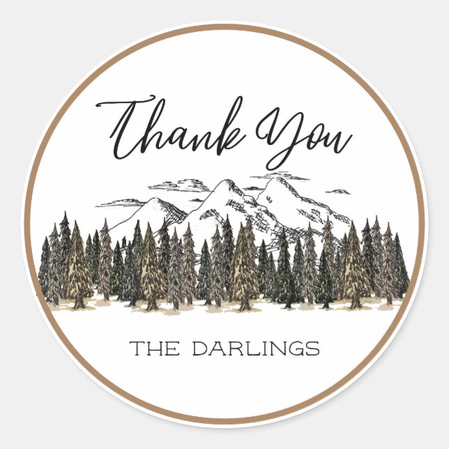 Rond Dans les montagnes Favor Sticker (Devant)