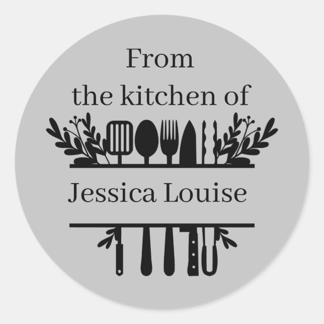 Rond De la cuisine de ajouter nom Classic Round Sticker (Devant)