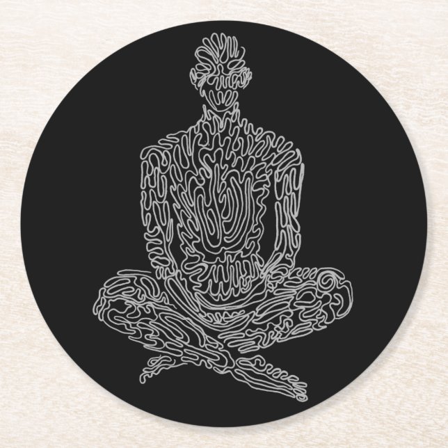 Rond Dessous de verre acétique (noir avec gris) (Devant)