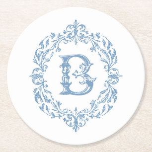 Rond Dessous de verre bleu français monogramme B