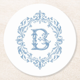 Rond Dessous de verre bleu français monogramme B