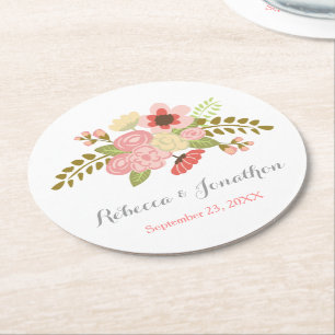 Rond Dessous de verre botaniques de papier de fleur