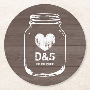 Rond Dessous de verre chics de mariage de pot de maçon