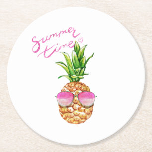 Rond Dessous de verre d'ananas d'heure d'été