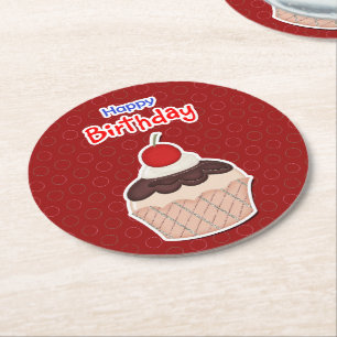 Rond Dessous de verre de carton - Happy Birthday