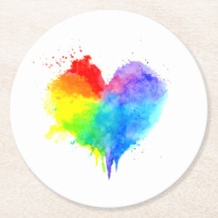Rond Dessous de verre de Coeur arc-en-ciel