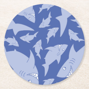 Rond Dessous de verre de fête d'anniversaire de requin
