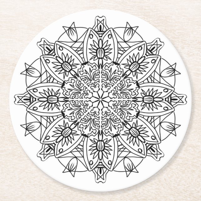 Rond dessous de verre de fleur de mandala (Devant)