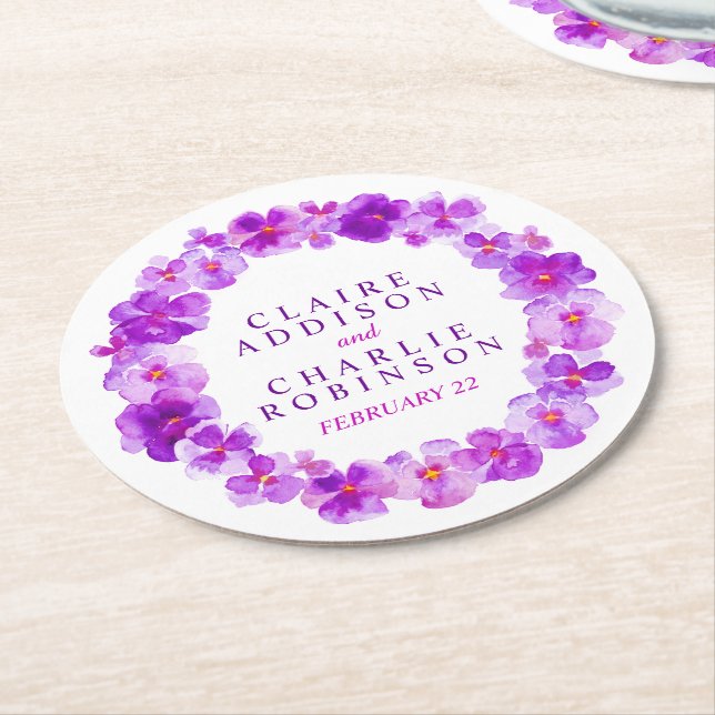 Rond Dessous de verre de fleurs de couronnes pourpres (Incliné)