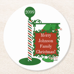 Rond Dessous de verre de Noël jetables Nom de famille