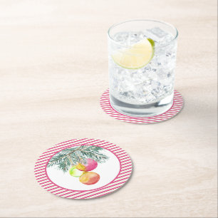 Rond Dessous de verre de Noël mignons rose et vert