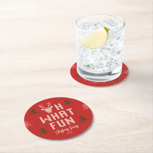 Rond Dessous de verre de Noël moche Sweat Fête (En situation)