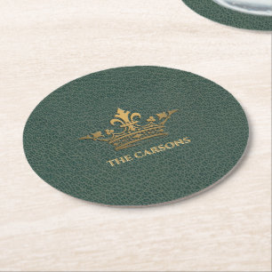 Rond Dessous de verre de nom modifiable Gold Crown Vint