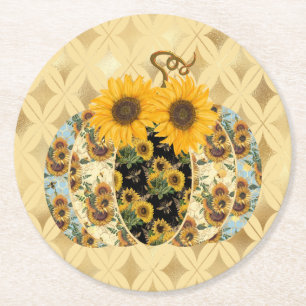 Rond Dessous de verre de papier Citrouille de tournesVi