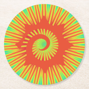 Rond Dessous de verre de papier couleur rouge spirale p
