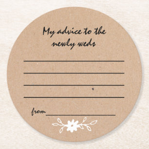 Rond Dessous de verre de papier de conseil de mariage