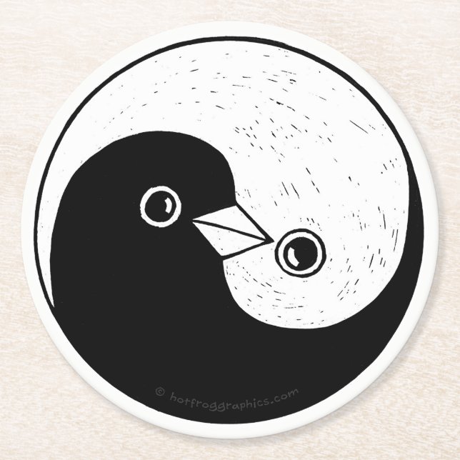 Rond dessous de verre de papier de Yin Yang (Devant)