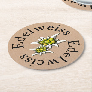 Rond Dessous de verre de papier floraux d'edelweiss
