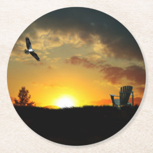 Rond Dessous de verre de papier gris pâturé du coucher 