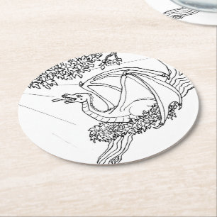 Rond Dessous de verre de papier - le nid du dragon