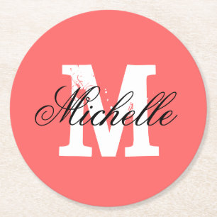 Rond Dessous de verre de papier monogramme personnalis