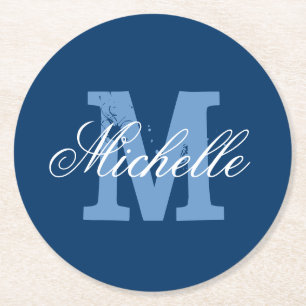 Rond Dessous de verre de papier monogramme personnalisé