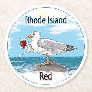 Rond dessous de verre de papier rouge R.I. "EastCoaster