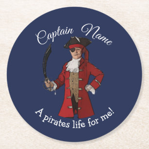Rond Dessous de verre de pirate Nautical Blue Boy
