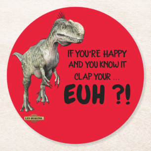 Rond dessous de verre "dinosaure heureux"