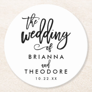 Rond Dessous de verre en lettres de mariage de main