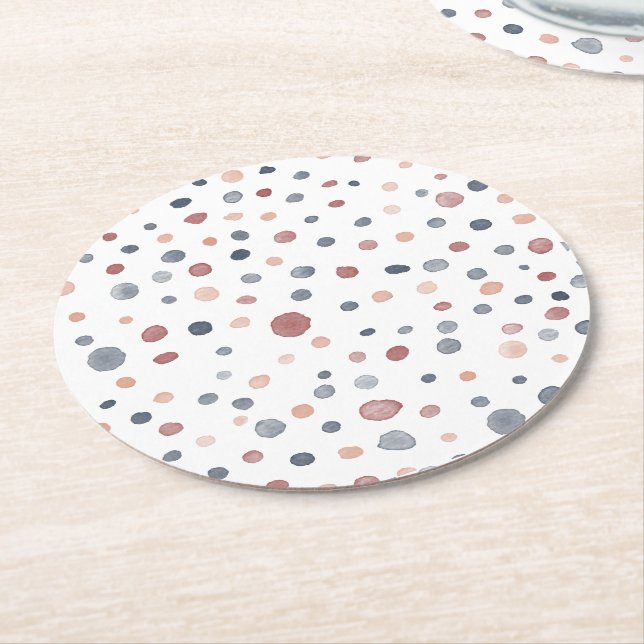 Rond Dessous de verre en papier à points d'aquarelle Ma (Incliné)