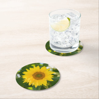 Rond Dessous de verre en papier avec tournesol jaune